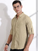 Thomas Scott Men Beige Slim Fit Long Sleeves Textured Casual Shirt