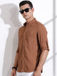 Thomas Scott Men Brown Slim Fit Long Sleeves Textured Casual Shirt