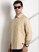 Thomas Scott Men Beige Slim Fit Long Sleeves Solid Cotton Casual Shirt