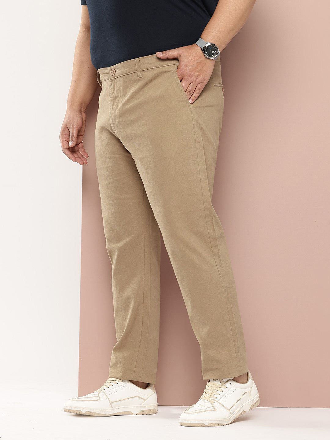 Thomas Scott Men Plus Size Smart Easy Wash Pure Cotton Chinos Trousers