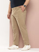 Beige Plus Size Smart Easy Wash Pure Cotton Chinos Trouser For Men