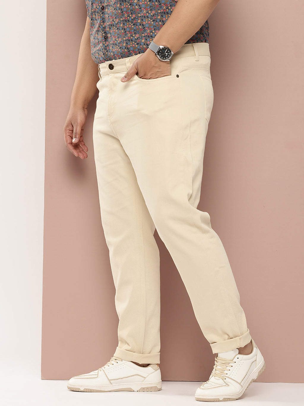 Thomas Scott Men Plus Size Smart Easy Wash Pure Cotton Chinos Trousers