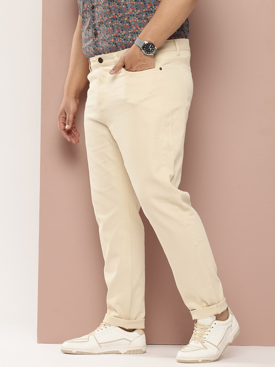 Thomas Scott Men Plus Size Smart Easy Wash Pure Cotton Chinos Trousers