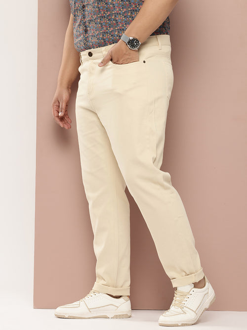 Thomas Scott Men Plus Size Smart Easy Wash Pure Cotton Chinos Trousers