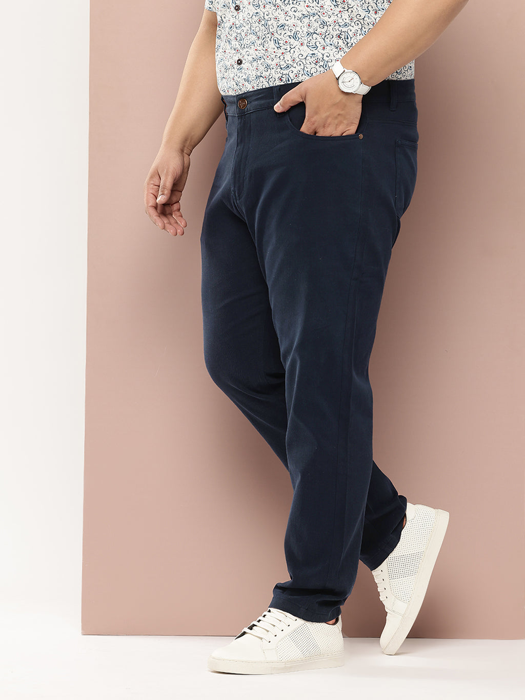 Thomas Scott Men Plus Size Smart Easy Wash Pure Cotton Chinos Trousers