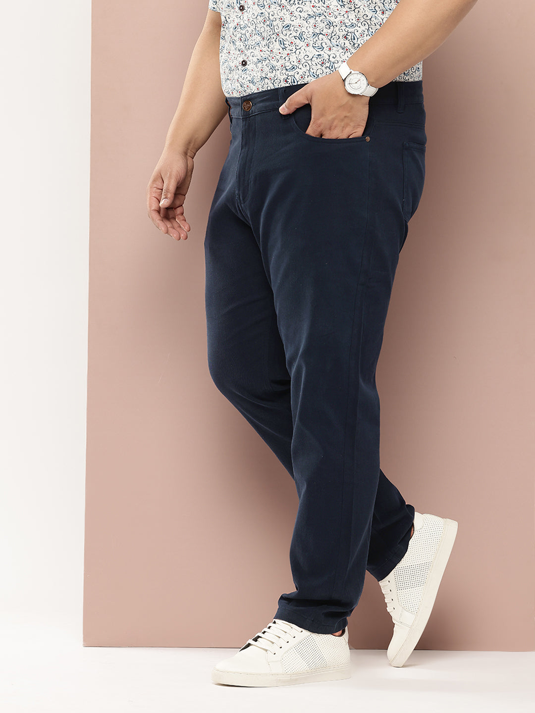 Thomas Scott Men Plus Size Smart Easy Wash Pure Cotton Chinos Trousers