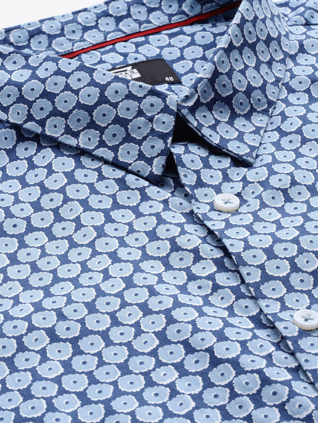 Thomas Scott Men Blue Plus Size Regular Fit Long Sleeves Abstract Printed Formal Shirt