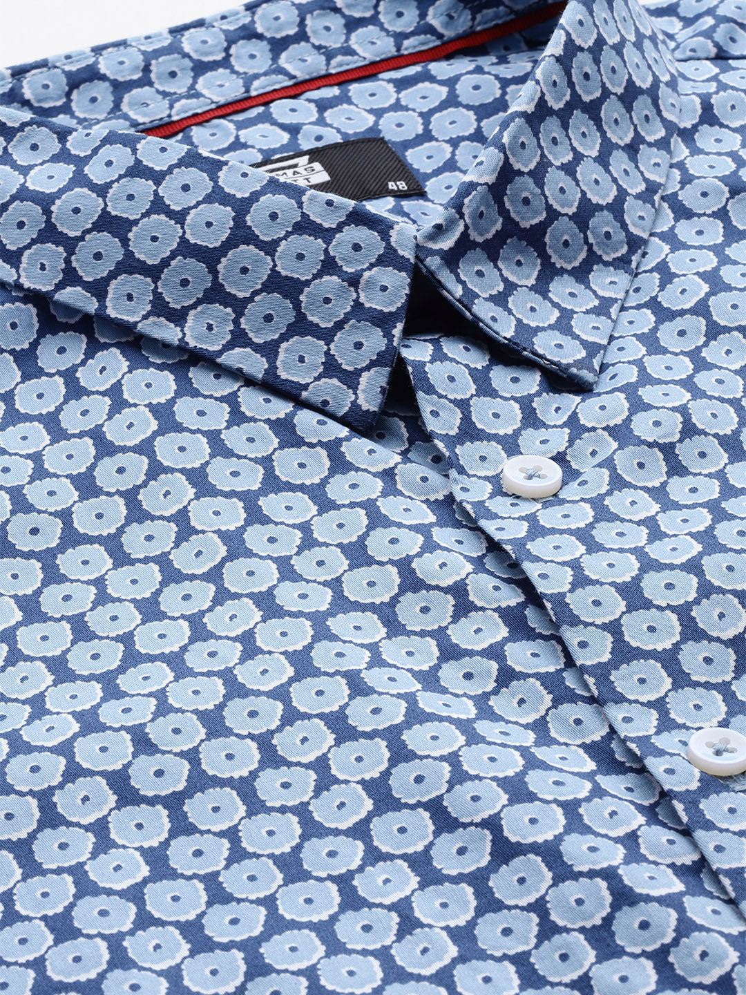 Thomas Scott Men Blue Plus Size Regular Fit Long Sleeves Abstract Printed Formal Shirt