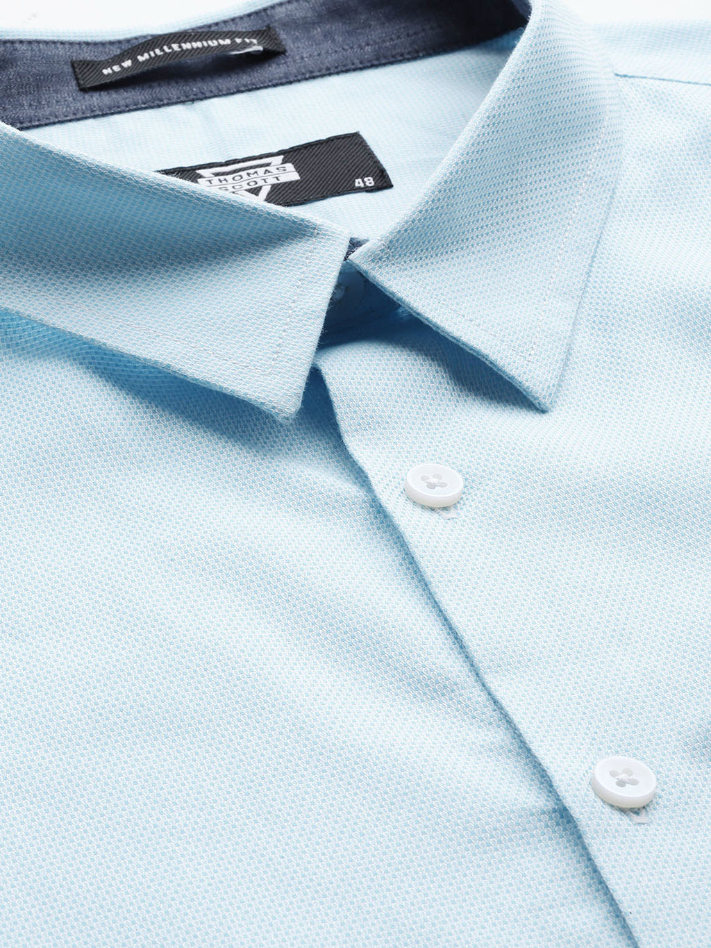 Thomas Scott Men Light Blue Plus Size Regular Fit Long Sleeves Micro Ditsy Printed Formal Shirt