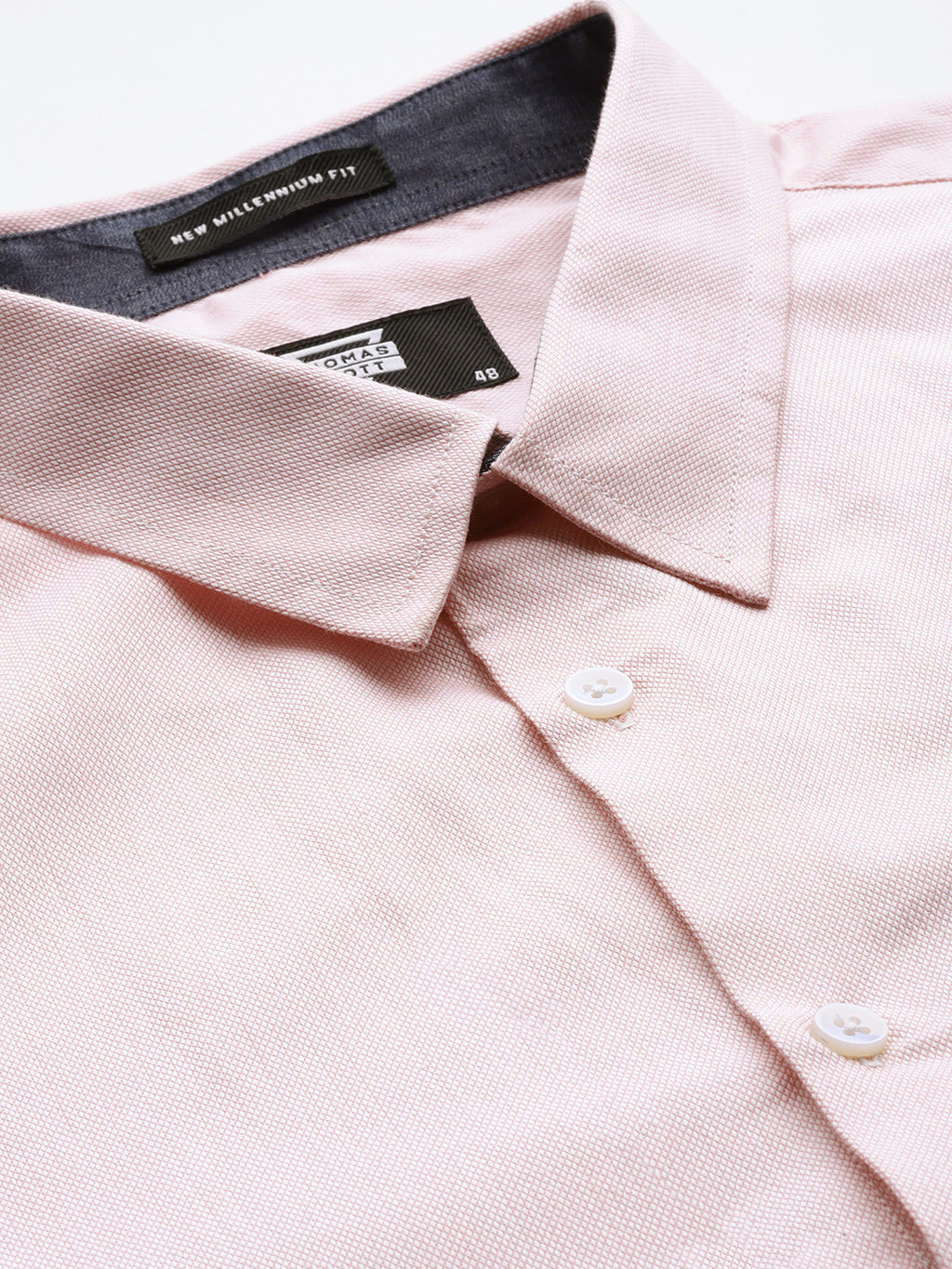 Thomas Scott Men Pink Plus Size Regular Fit Long Sleeves Micro Ditsy Printed Formal Shirt