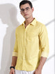 Thomas Scott Men Yellow Slim Fit Long Sleeves Linen Casual Shirt