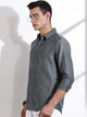 Thomas Scott Men Grey Slim Fit Long Sleeves Solid Self Design Casual Shirt