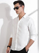 Thomas Scott Men White Slim Fit Long Sleeves Solid Self Design Casual Shirt