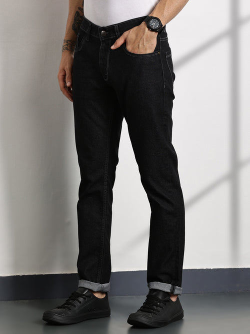 Thomas Scott Men DarkGrey Slim Fit Mid-Rise Clean Look Non stretchable Jeans