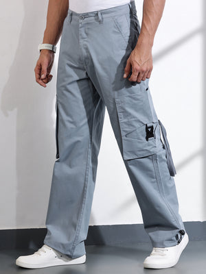 Thomas Scott Men Mid Blue Cotton Mid-Rise Original Cargo Trouser