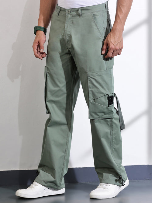 Thomas Scott Men Mint Cotton Mid-Rise Original Cargo Trouser