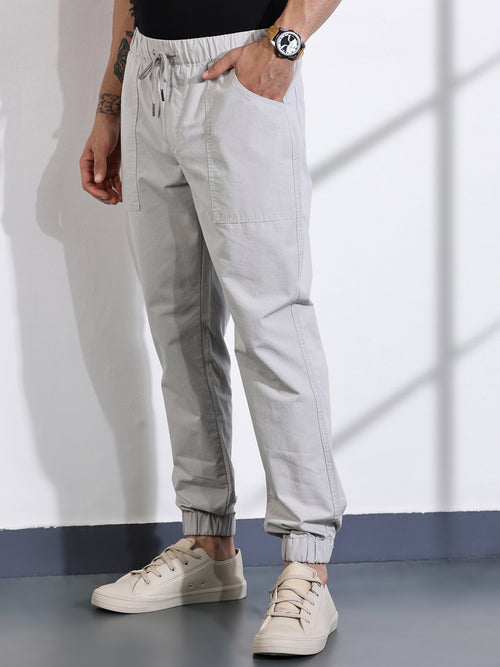 Thomas Scott Men Grey Classic Slim Fit Joggers Trouser
