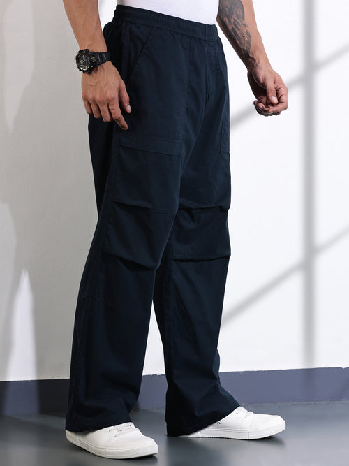 Thomas Scott Men Navy Cotton Smart Cargo Trouser