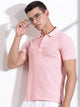 Thomas Scott Men Pink Typography Printed Polo Collar Cotton T-shirt