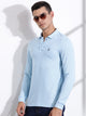 Thomas Scott Men Blue Solid Polo Collar T-shirt