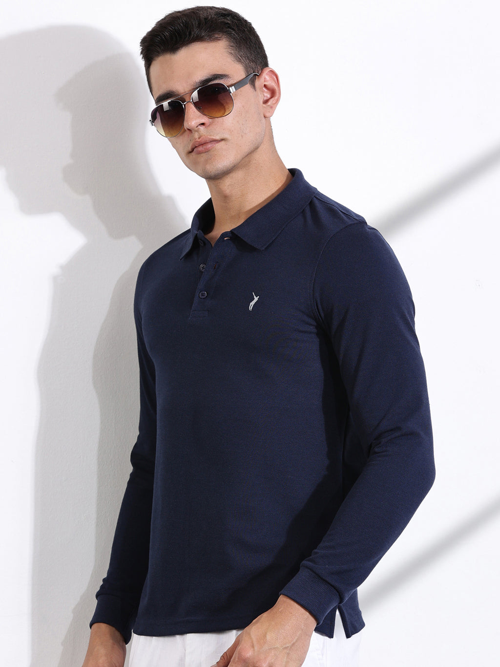 Thomas Scott Men Navy Solid Polo Collar T-shirt
