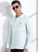 Thomas Scott Men Aqua Solid Polo Collar T-shirt