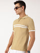 Thomas Scott Men Beige Solid Polo Collar Cotton T-shirt