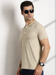 Thomas Scott Men Beige Textured Polo Collar T-shirt