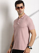 Thomas Scott Men Pink Textured Polo Collar Regular Fit T-shirt