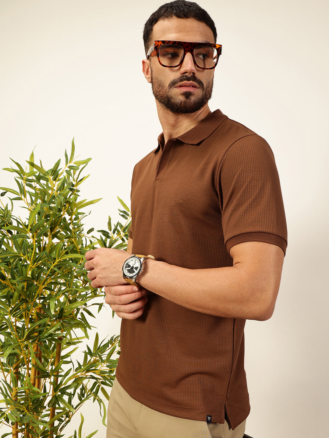 Thomas Scott Men Coffee Brown Anti Odour Solid Polo Collar T-Shirt