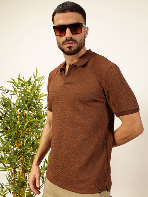 Thomas Scott Men Coffee Brown Anti Odour Solid Polo Collar T-shirt