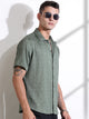 Thomas Scott Men Green Oversized Textured Knitted Casual Shirt