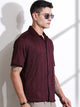 Thomas Scott Men Maroon Oversized Textured Knitted Casual Shirt