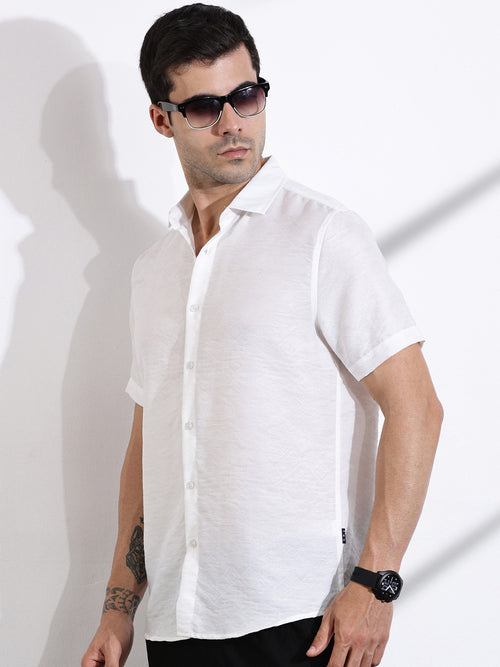 Thomas Scott Men White Slim Fit Geometric Print Casual Shirt
