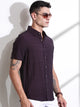 Thomas Scott Men DarkGrey Slim Fit Textured Seersucker Casual Shirt