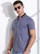 Thomas Scott Men Navy Slim Fit Abstract Printed Knit Shirt
