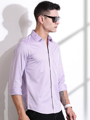 Purple Slim Fit Solid Casual Shirt