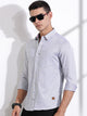 Thomas Scott Men Black Slim Fit Spread Collar Horizontal Striped Cotton Knitted Shirt