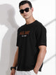Thomas Scott Men Black Oversized Typography Print Knit Tshirt