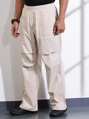 Thomas Scott Men Fawn Relaxed Fit Woven Cargo Trousers