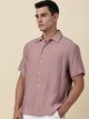 Thomas Scott Men Pink Regular Fit Short Sleeves Cuban Collar Embroidered Shirt
