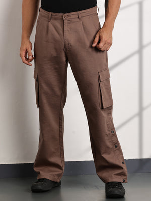 Thomas Scott Men LightBrown Mid-Rise Relaxed Fit Woven Cargo Trousers