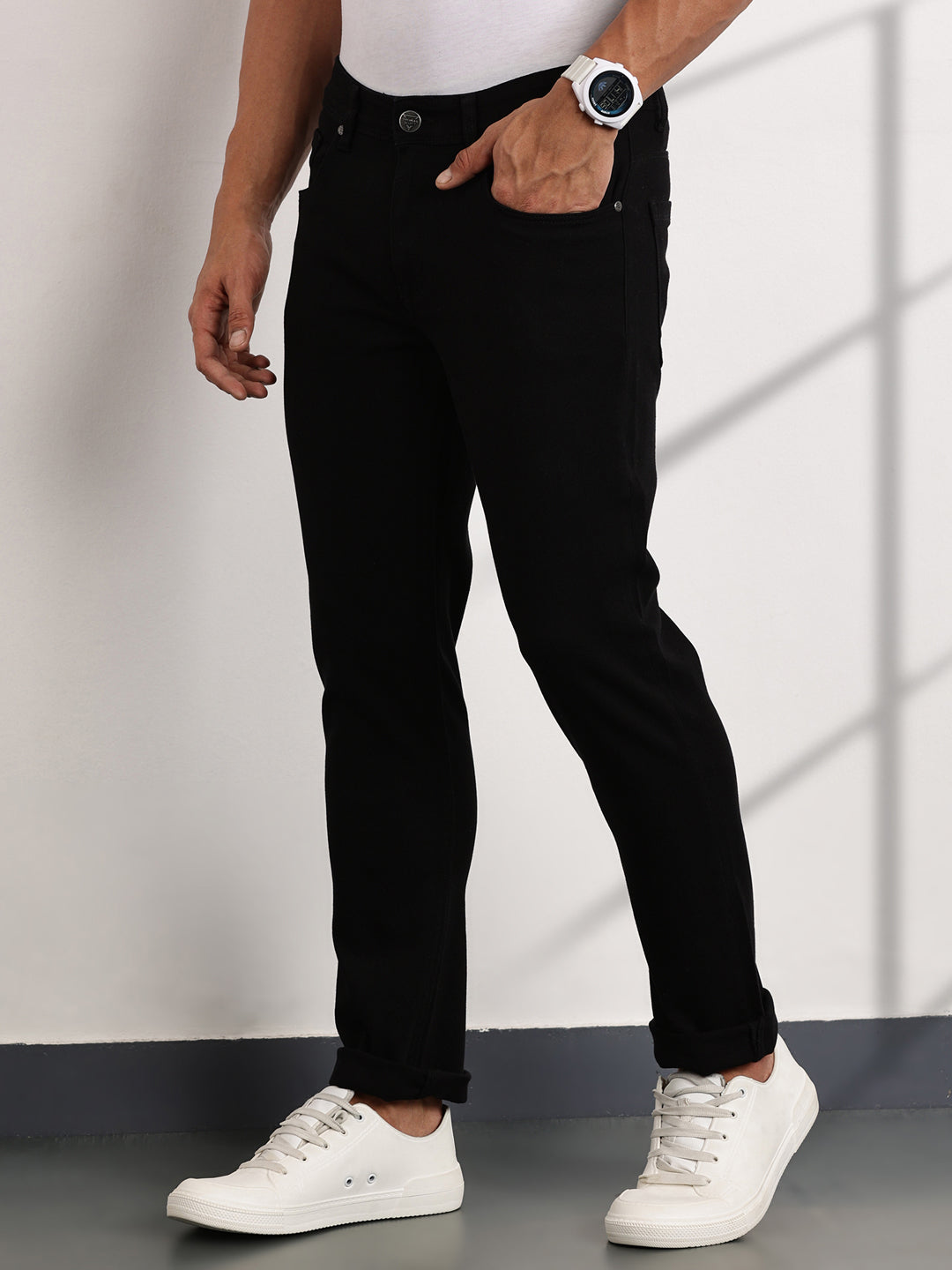 Thomas Scott Men Black Mid-Rise Slim Fit Stretchable Jeans