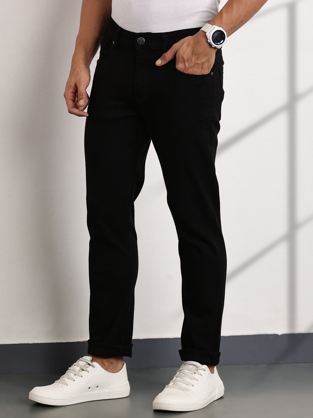 Thomas Scott Men Black Mid-Rise Slim Fit Stretchable Jeans