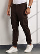 Dark Grey Mid-Rise Slim Fit Woven Cargo Trouser For Men