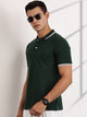 Thomas Scott Men BottleGreen Regular Fit Short Sleeves Polo Collar Knit Tshirt