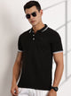 Black Regular Fit Short Sleeves Polo Collar Knit Tshirt For Men