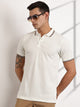 Thomas Scott Men Cream Regular Fit Short Sleeves Polo Collar Knit Tshirt