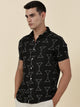 Thomas Scott Men Black Slim Fit Short Sleeves Geometric Print Casual Shirt