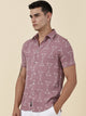 Thomas Scott Men Pink Slim Fit Short Sleeves Geometric Print Casual Shirt